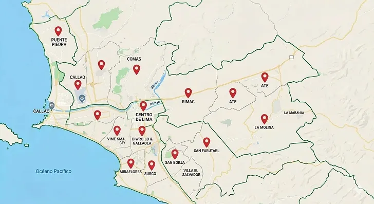 Mapa de cobertura en Lima Metropolitana